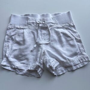 Athleta 4 100% Linen Shorts Drawstring Pockets White Lightweight Drawstring